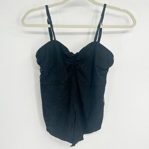 Mixed Threads Womens Whimsigoth Split Hem Black Lace Bustier Cami‎ Top Size M